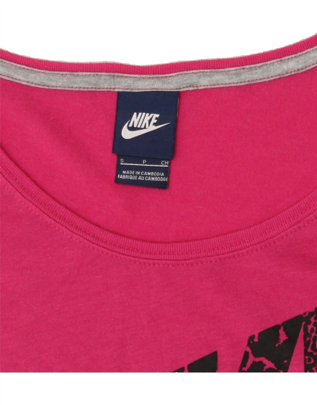 NIKE Womens Oversized Graphic Top Long Sleeve UK 10 Small Pink Vintage Nike and Second-Hand Nike from Messina Hembry 