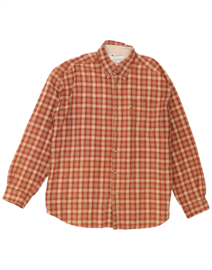 Columbia Chemise en flanelle XL pour homme en coton à carreaux orange