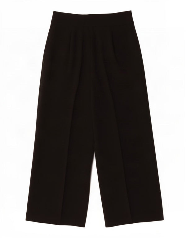 Zara Pantalon court taille haute pour femme, jambe large, Large W30 L26 Noir