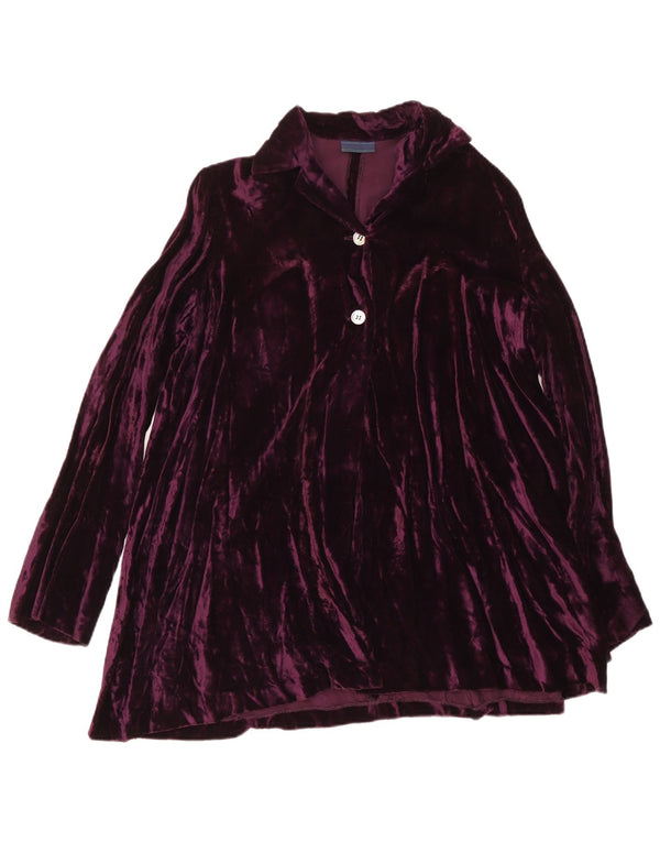Robe tunique en velours à manches longues pour femmes vintage UK 12 Violet moyen