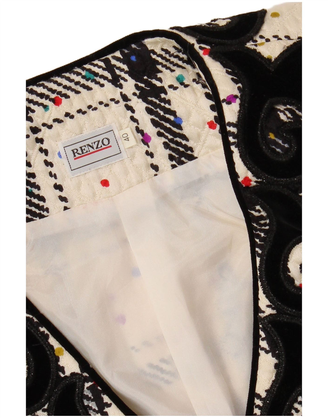 RENZO Veste Blazer Oversize Femme IT 40 Petit Carreau Blanc Cassé