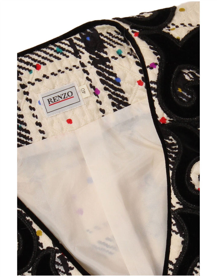 RENZO Veste Blazer Oversize Femme IT 40 Petit Carreau Blanc Cassé
