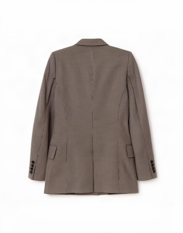 Zara Veste Blazer Double Boutonnage Femme UK 6 XS Vichy Noir