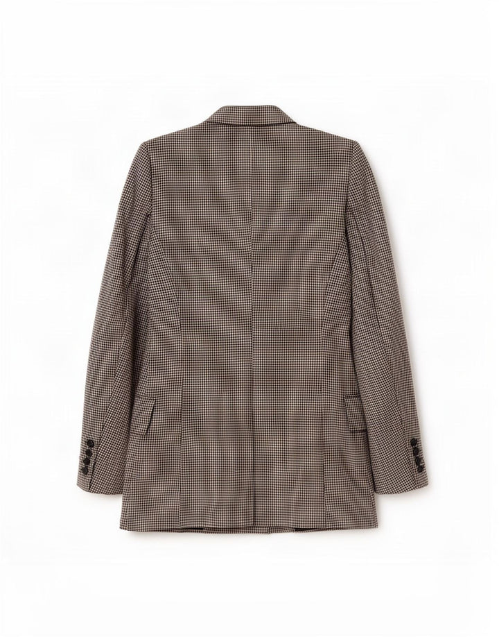 Zara Veste Blazer Double Boutonnage Femme UK 6 XS Vichy Noir