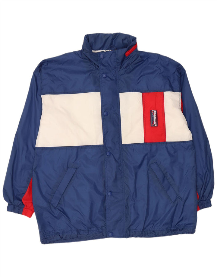 MARCEL CLAIR Veste de pluie à capuche pour homme UK 40 Large Bleu Colorblock