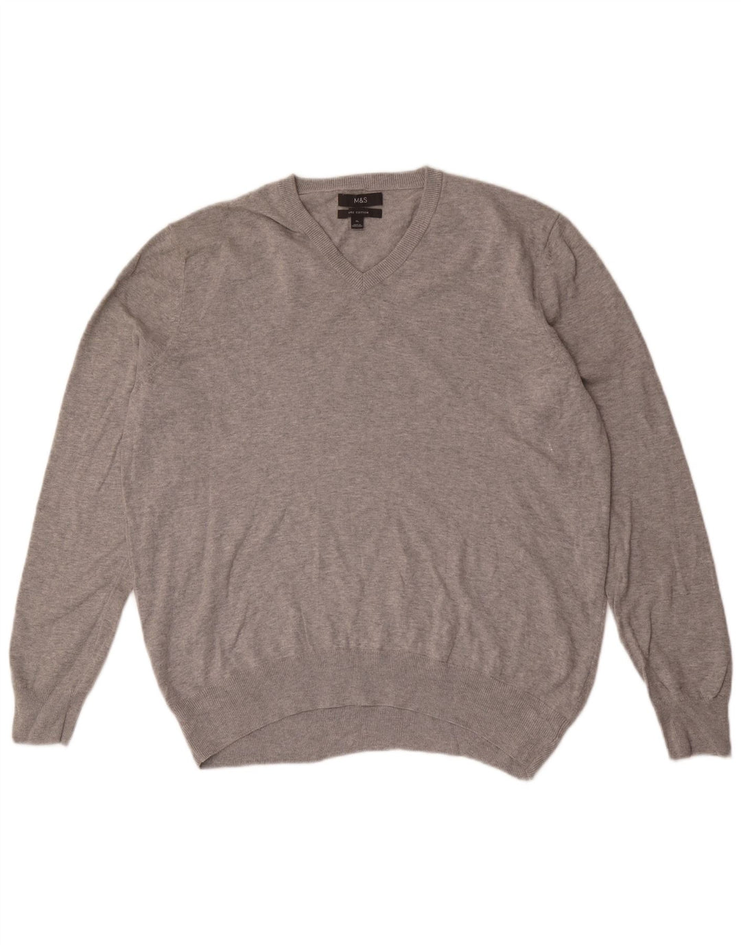 Marks & Spencer Pull col V pour homme XL Gris Coton
