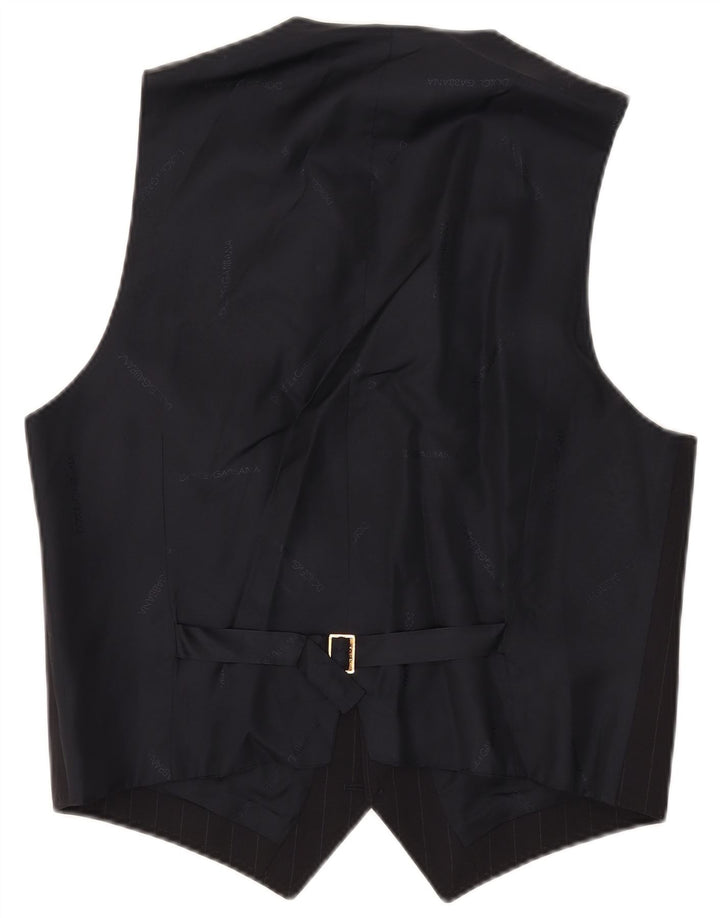 Dolce & Gabbana Gilet Homme IT 52 Large Laine Rayée Bleu Marine