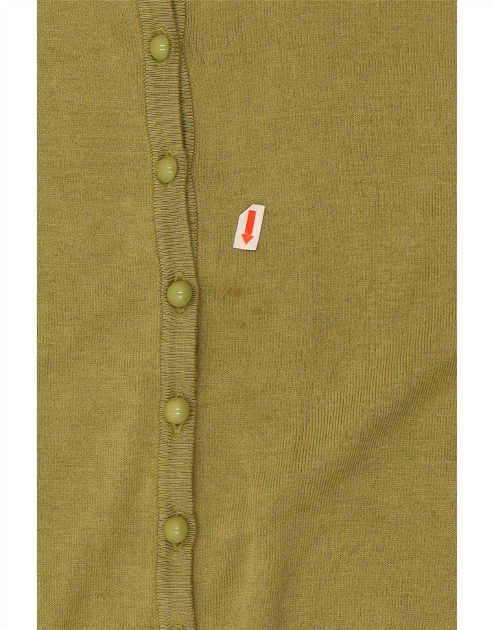 MARKS & SPENCER Womens Cardigan Sweater UK 14 Medium  Khaki Viscose Vintage Marks & Spencer and Second-Hand Marks & Spencer from Messina Hembry 