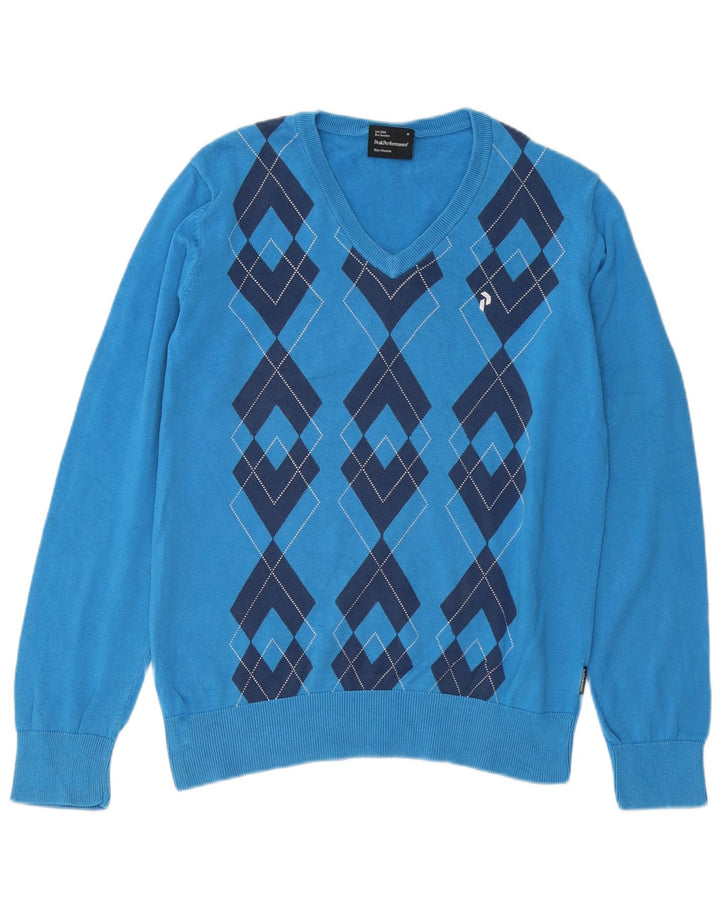 Peak Performance Pull Col V Homme Bleu Moyen Argyle/Diamant