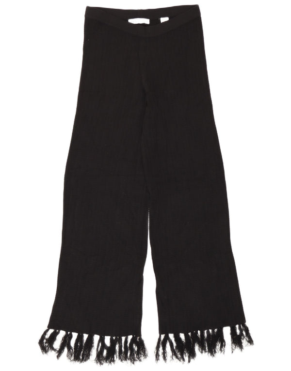 Zara Pantalon large en tricot pour femme Large W32 L31 Noir Viscose