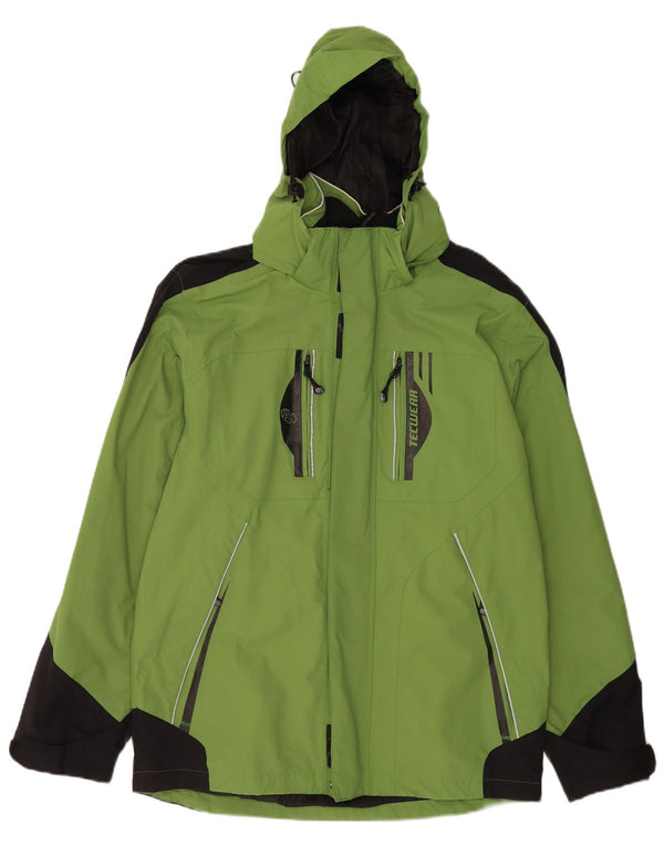 veste de pluie à capuche vintage pour hommes UK 38/40 Polyamide colorblock vert moyen