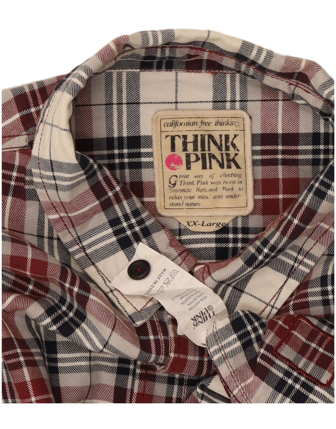 THINK PINK Chemise en flanelle pour homme 2XL en coton à carreaux rouge