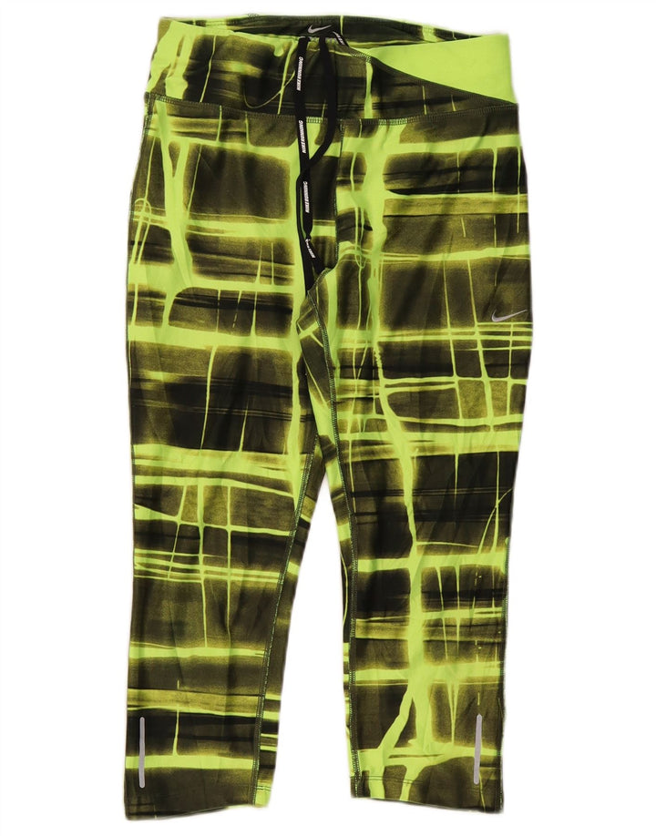 Nike Pantalon de survêtement Dri Fit pour femme UK 8 Petit carreaux verts Polyester