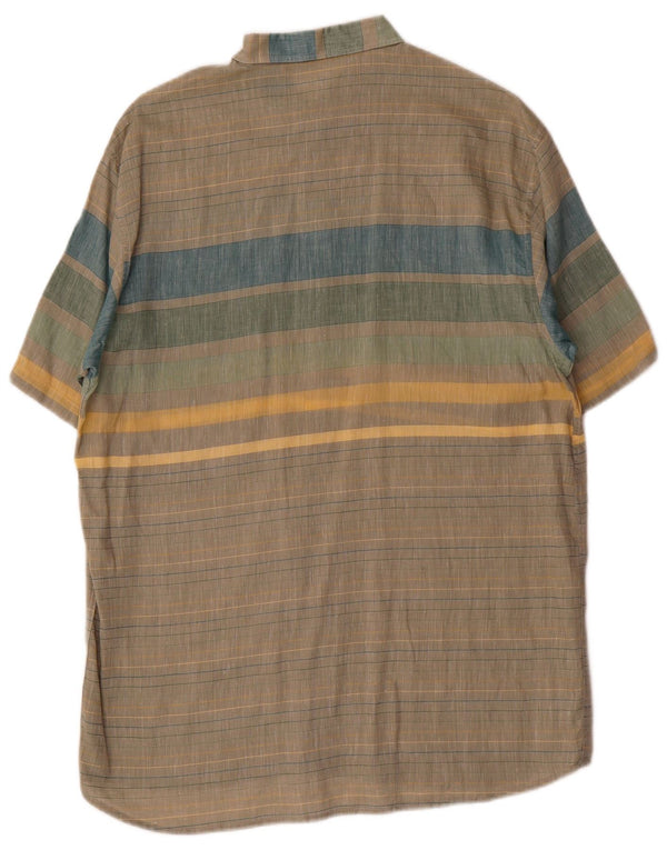 vintage Mens Short Sleeve Shirt Taille 41 16 Grand Rayé Multicolore