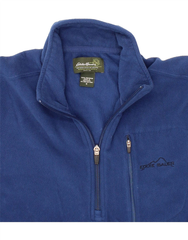 EDDIE BAUER Mens Zip Neck Fleece Jumper Small Navy Blue Polyester Vintage Eddie Bauer and Second-Hand Eddie Bauer from Messina Hembry 