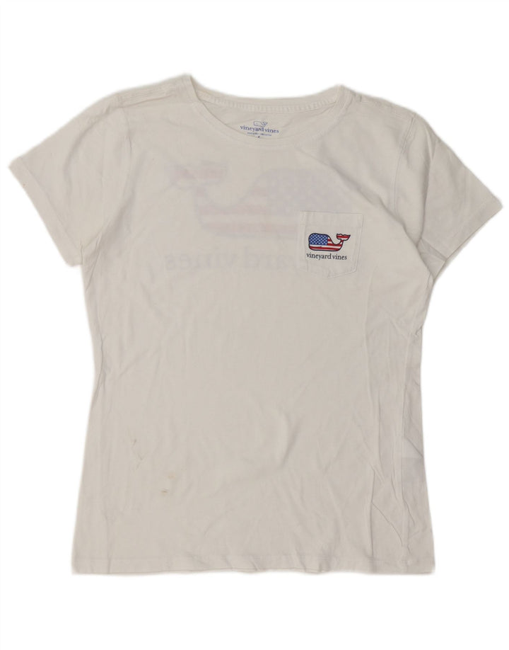 VINEYARD VINES T-shirt graphique pour femme UK 10 Petit coton blanc