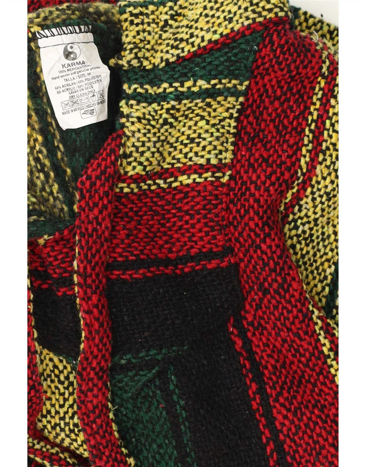 vintage Mens Mexicain Pull à capuche Pull Moyen Multicolore Rayé