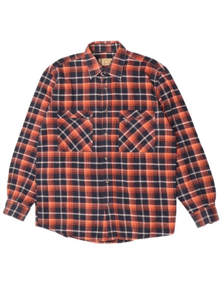 European Project Chemise en flanelle pour homme en coton à carreaux orange moyen