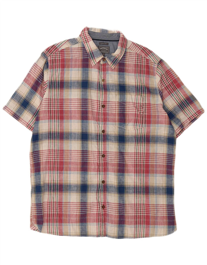 Fat Face Chemise à manches courtes pour homme Coupe classique Grand carreaux multicolores