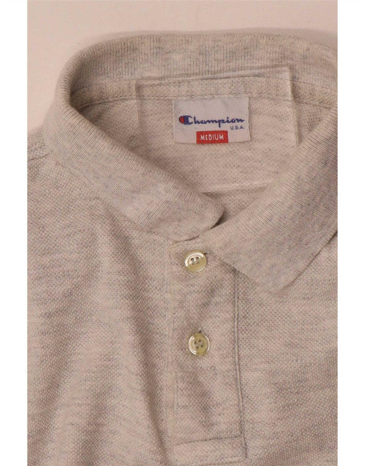 Champion Polo à Manches Longues Homme Gris Moyen Moucheté