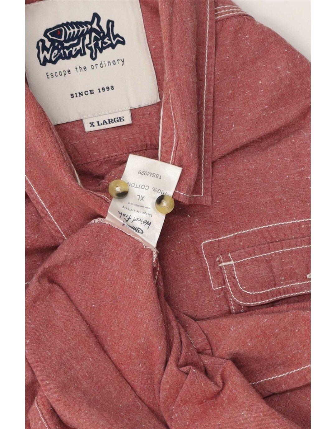 Chemise à manches courtes homme Weird Fish XL coton rose