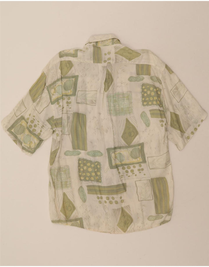 TIPO' S Mens Short Sleeve Shirt Small White Patchwork Vintage Tipo' S and Second-Hand Tipo' S from Messina Hembry 
