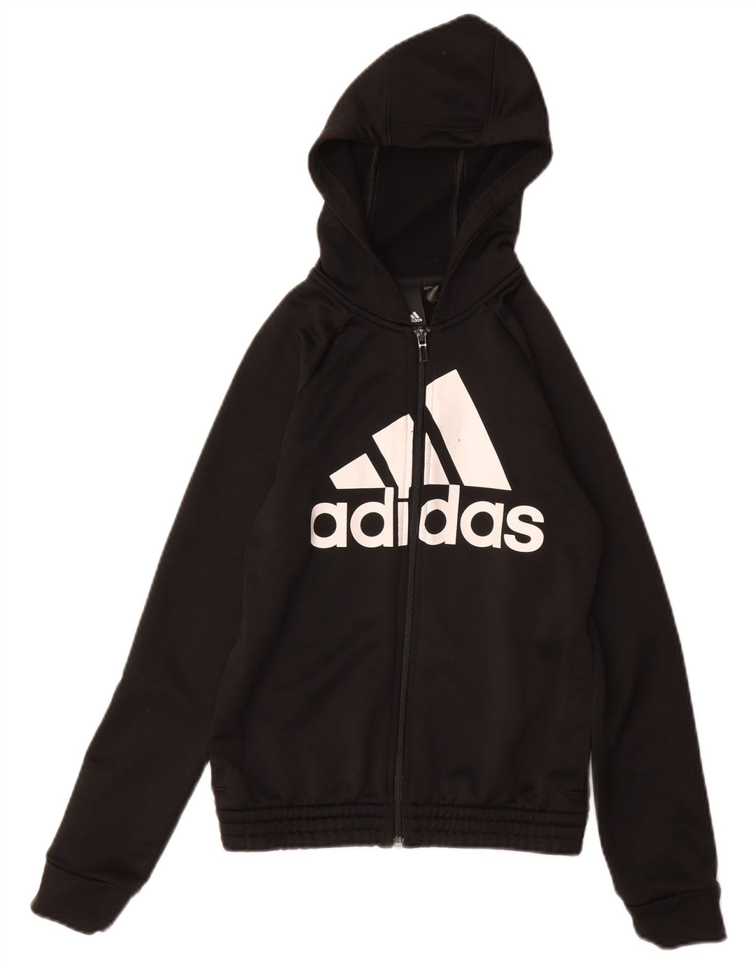 ADIDAS Pull à capuche zippé graphique pour filles 11-12 ans Noir Polyester