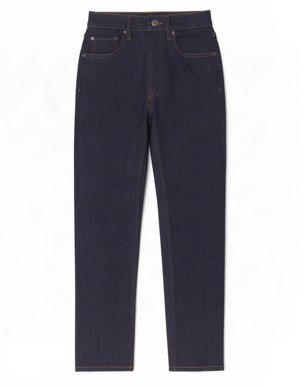 Zara Jean droit taille haute pour femme EU 36 XS W26 L27 Bleu marine Coton