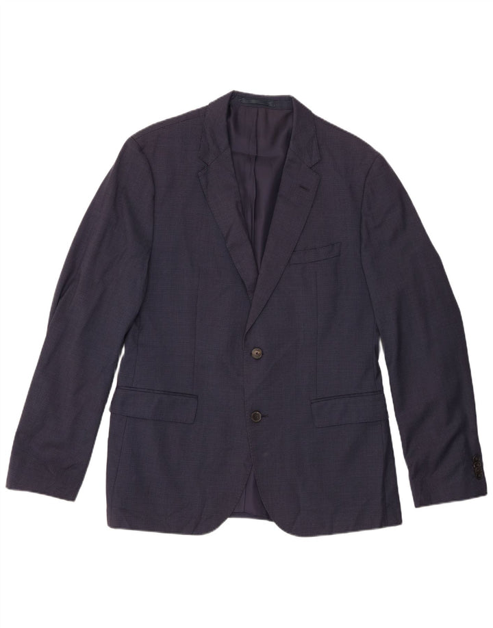 HUGO BOSS Veste blazer à 2 boutons pour homme EU 52 XL Bleu marine à carreaux en laine