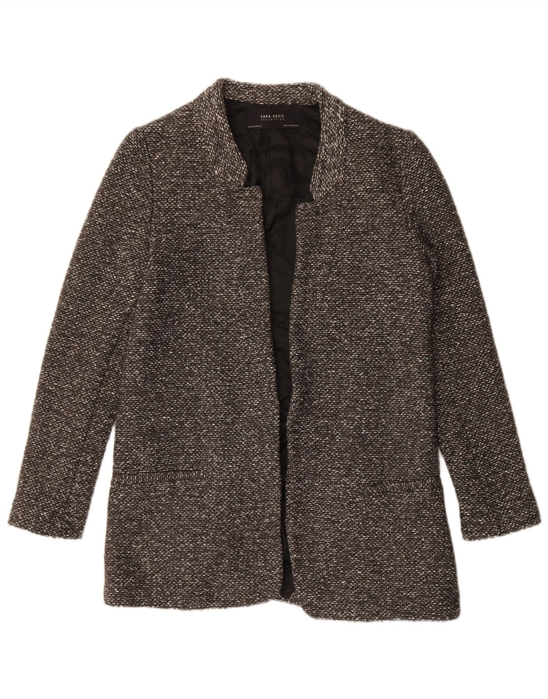 ZARA Veste Blazer Ouverte Femme UK 10 Petit Gris
