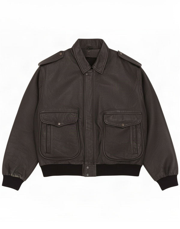 Veste d'aviateur en cuir vintage pour homme UK 42 XL Noir