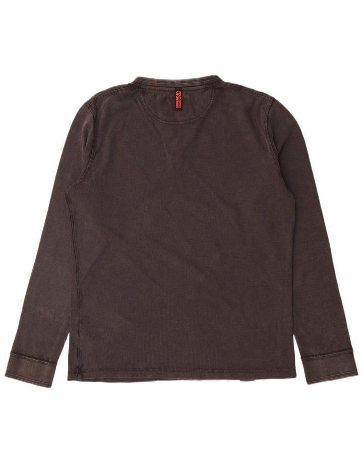 Superdry Haut à manches longues pour hommes en coton gris moyen