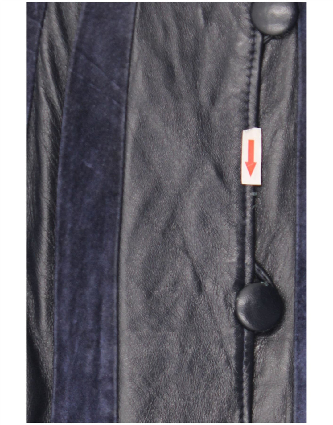 manteau en cuir femme vintage UK 14 Moyen Bleu Marine Rayé