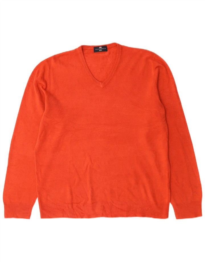 Marks & Spencer Pull à col en V Blue Harbour pour hommes, grand rouge, acrylique