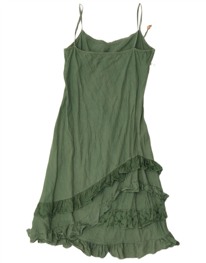 vintage Femme Robe d’été UK 8 Petit Vert