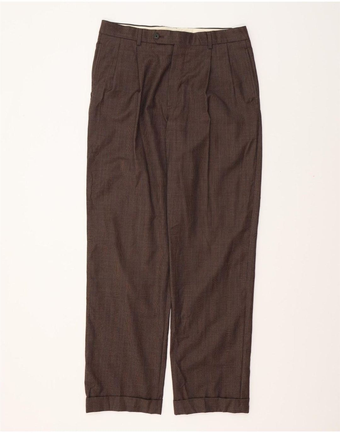 BROOKS BROTHERS Pantalon de costume Madison pour homme W33 L31 en laine à carreaux marron