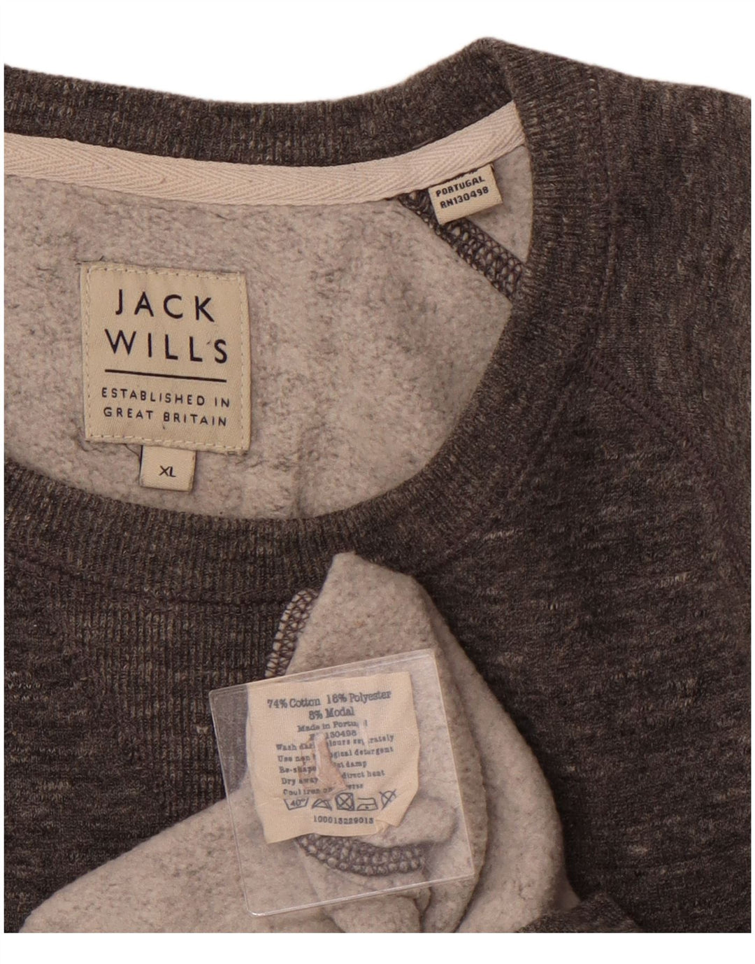 JACK WILLS Pull graphique à col rond pour homme XL en coton moucheté gris