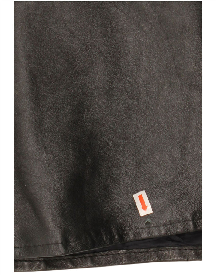 VINTAGE Gilet en cuir homme UK 40 Grand Noir