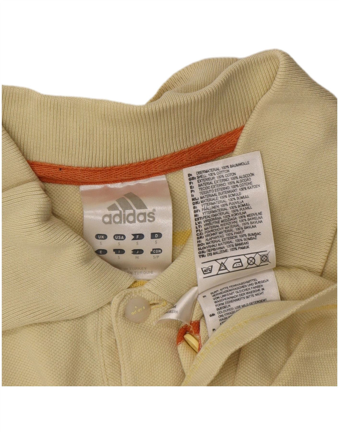 Adidas Polo Homme Petit Coton Rayé Jaune