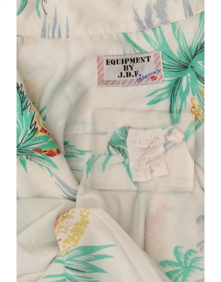 Chemise à manches courtes Vintage pour hommes, en Polyester blanc moyen, hawaïen