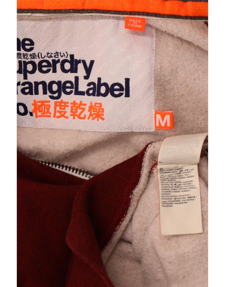 SUPERDRY Pull à capuche zippé pour homme en coton moucheté bordeaux moyen