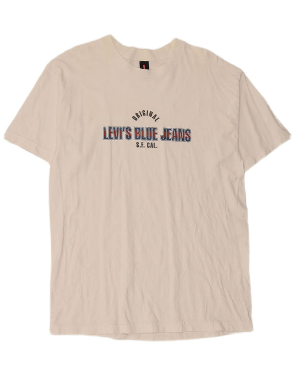 Levi's T-Shirt Graphique Homme Blanc Large Coton