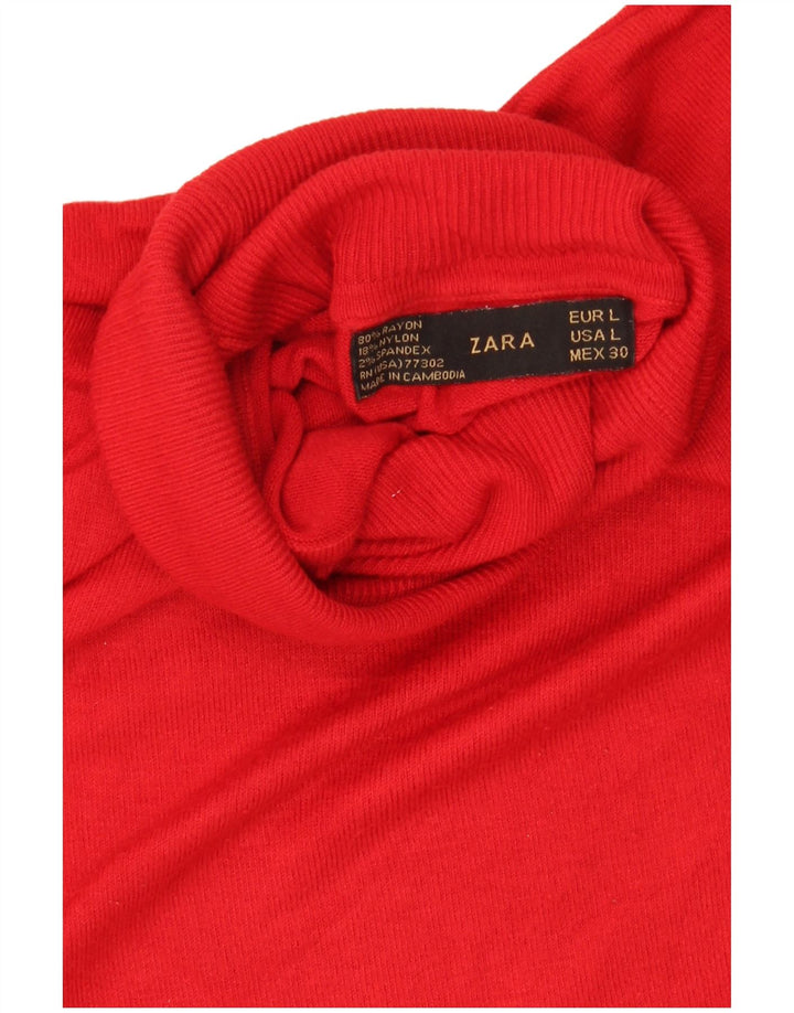 Zara Pull col roulé pour femme UK 14 Grande rayonne rouge