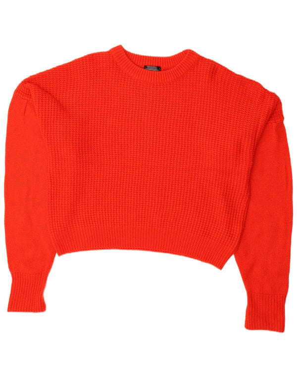 Topshop Pull surdimensionné à col rond pour femme UK 10 Petit Acrylique Rouge