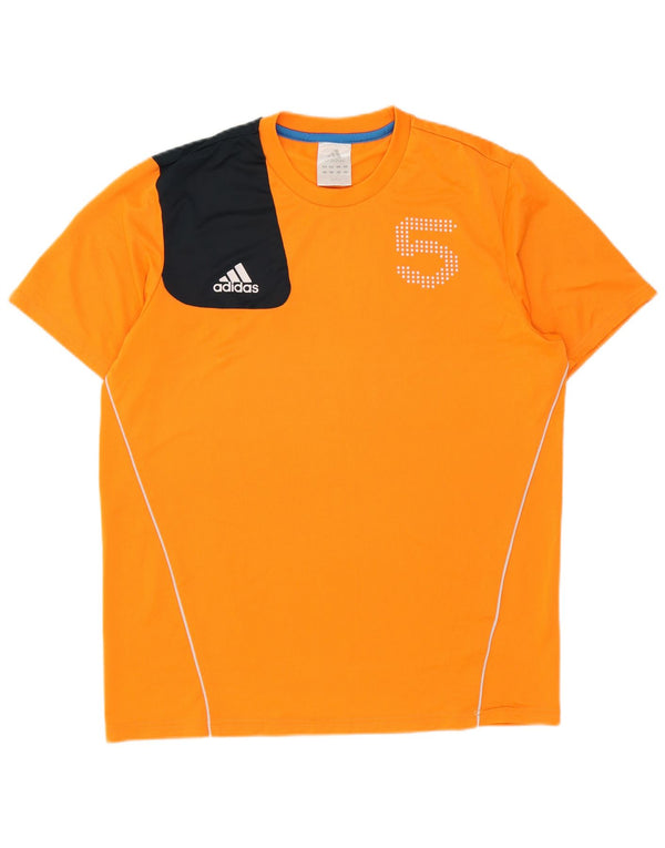 Adidas T-shirt graphique pour hommes, grand, en polyester color block orange