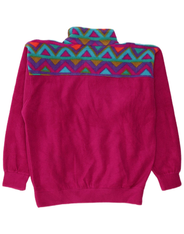 vintage Mens Polartec Graphic Fleece Jumper Grand Violet Géométrique