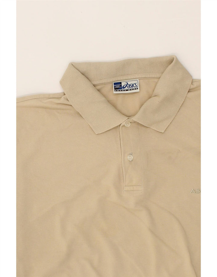 ASICS Mens Polo Shirt XL Beige Cotton Vintage Asics and Second-Hand Asics from Messina Hembry 