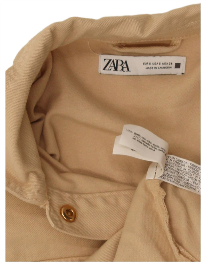 Zara Womens Crop Oversize Bomber Jacket UK 10 Petit Coton Beige