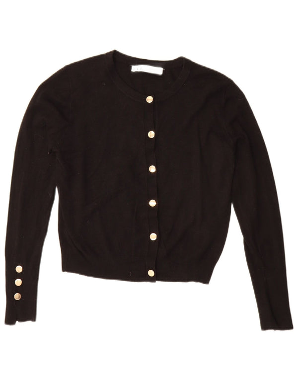 Zara Womens Crop Cardigan Pull UK 14 Moyen Noir Viscose