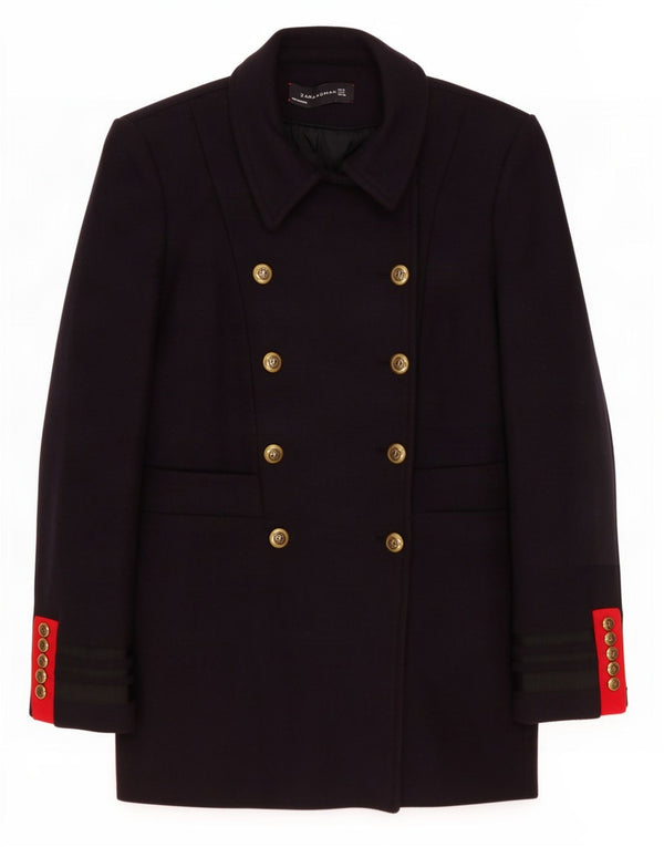 Zara Veste Blazer Double Boutonnage Femme UK 10 Petit Bleu Marine